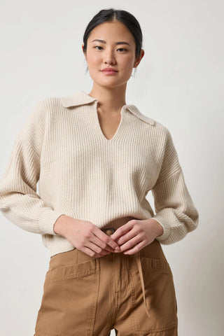 Keyhole Rib Sweater - Oat