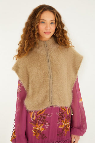 Fuzzy Caramel Vest