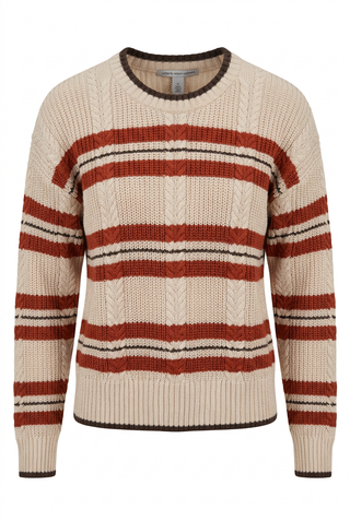Shaker Cable Striped Crew