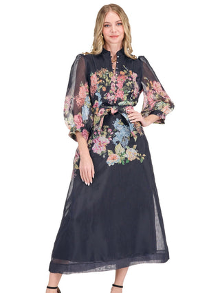 Stand Collar A-Line 50" Dress
