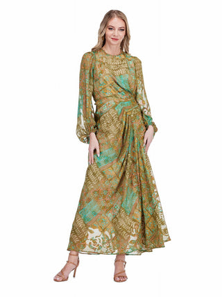 Side Drape Pleated Maxi Dress