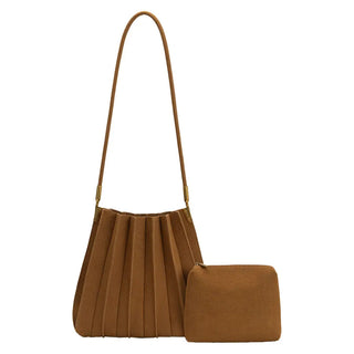 Carrie Vegan Suede Shoulder Bag - Camel - Camel