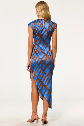 Lydia Dress - Blue/Brown Matrix