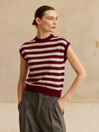 Striped Cashmere Sleeveless Top