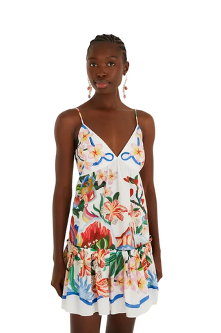 white mini dress with scarf Garden Of Life Scarf Off-White Mini Dress – Monkee's of Charlotte