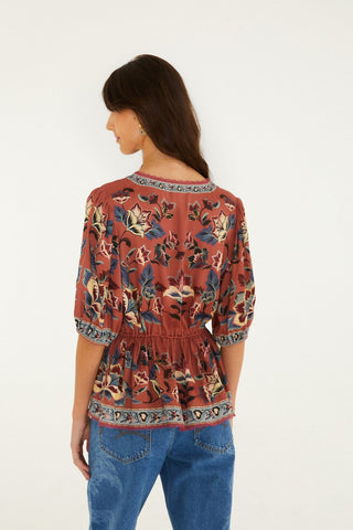 Floral Beauty Tapestry Blush Pink Blouse