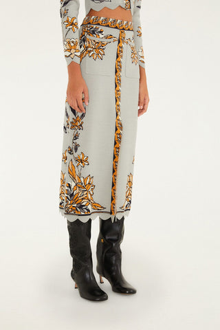 Stained Glass Beauty Grey Knit Skirt