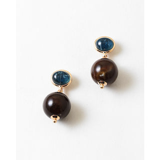 Navy/Brown Double Stud Earrings