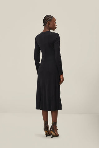 Twisted Cup Midi Dress - Black