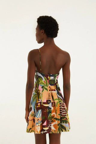 Tropical Painting Multicolor Mini Dress