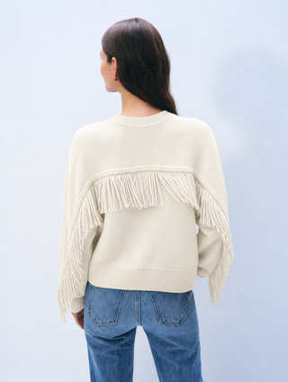 Cashmere Blend Luxe Fringe Crew