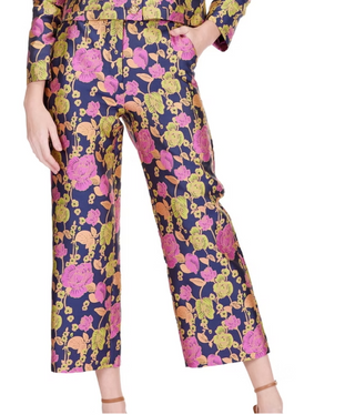 Front Seam Side Elastic Ankle - Vibrant Vines