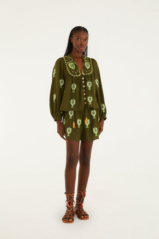 Heart Tapestry Emb. Shorts