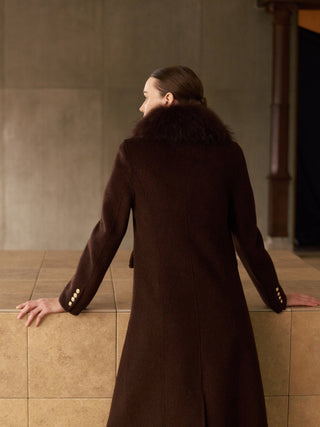 Cashmere Long Coat With Fur Collar