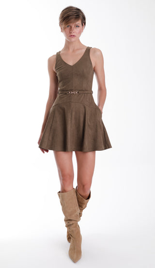Hanna Suede Mini Dress Olive / M Hanna Suede Mini Dress Olive / M