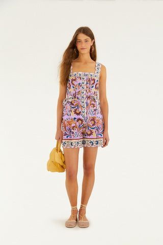 Flower Tiles Lilac Romper