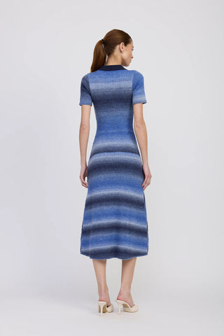 Ora Knit Midi Dress - Navy Light Blue Ivory