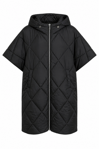 Long Hooded Poncho - Black