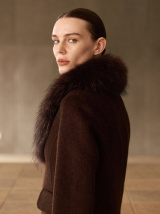 Cashmere Long Coat With Fur Collar