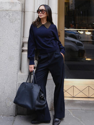 Cashmere Contrast Collar Sweater