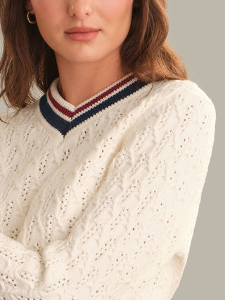 Max Button Hem Cable V-Neck