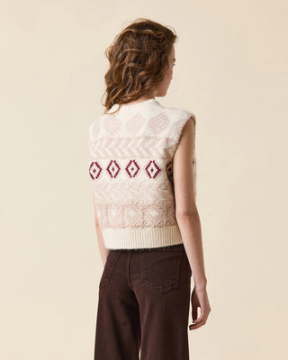 Fair Isle Vest - Camel/Cream
