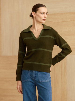 Cotton Cashmere Vneck Polo