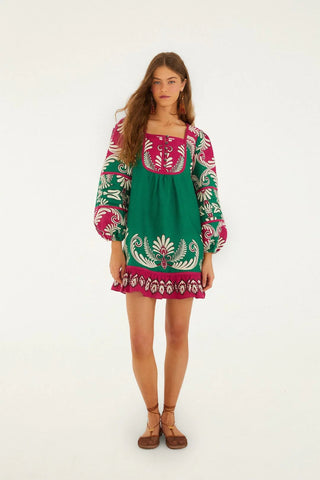 Spring Arabesc Multicolor Lng Slv Mini Dress