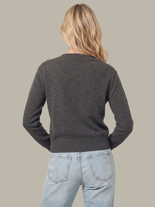 Sloane High V-Neck Double Trim Cashmere Pullover