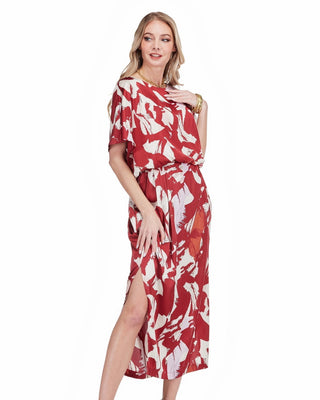 Blouson Cinched Waist Midi Dress