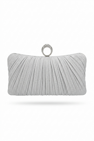 Silver Ring Pleated Clutch