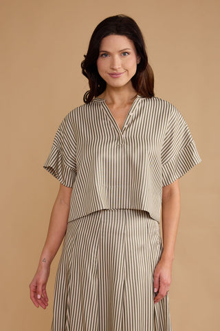 London Top - Olive Grove Stripe