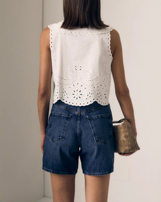 Embroidered Eyelet Sailor Top