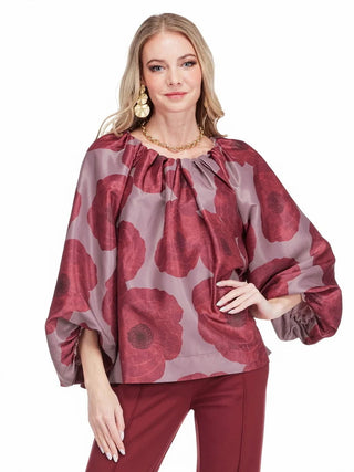 Bishop Sleeve Top - Crimson Poppy