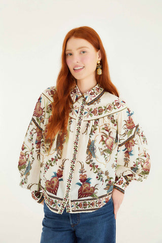 Majestic Hearts Cream Blouse