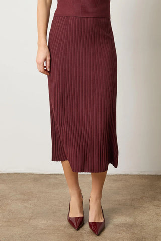 Straight Rib Skirt - Dark Cherry