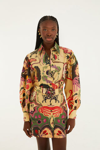 Artsy Surreal Land Beige Mini Dress