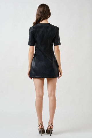 Faux Leather A-Line Dress