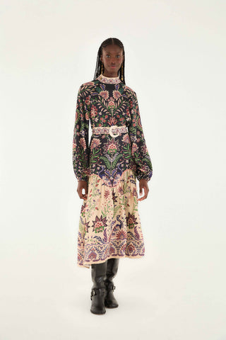 Marvelous Garden Black Midi Dress