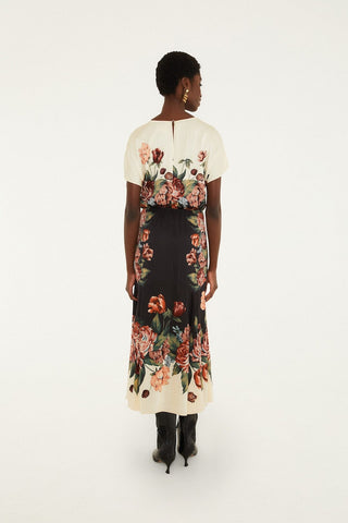 Winter Floral Cream Maxi Dress