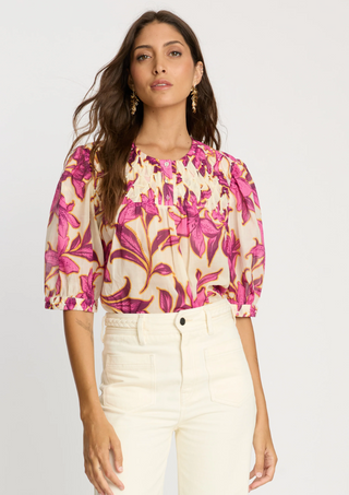 Portia Top In Fuchsia Floret