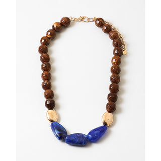 Brown/Navy Beaded Necklace