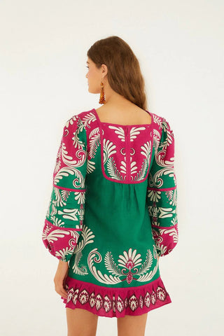 Spring Arabesc Multicolor Lng Slv Mini Dress