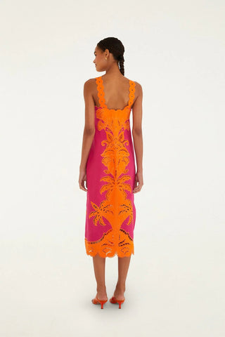 Cutwork Sleeveless Midi Dress