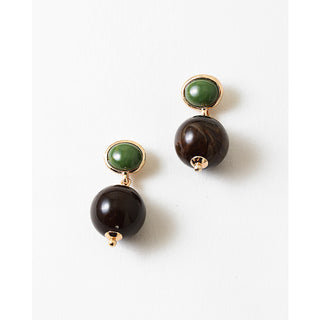 Olive/Brown Double Stud Earrings
