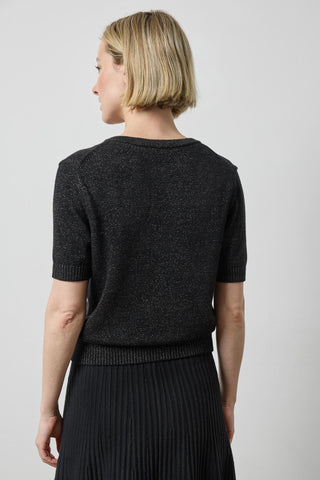 Short Sleeve V-Neck Sparkle Sweater