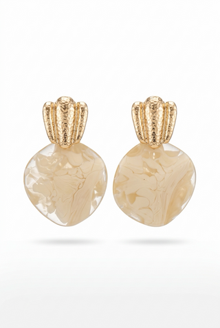 Ivory Marbled Drop Earrings