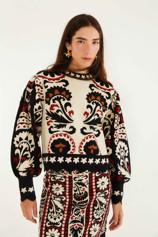 Winter Tapestry Stripes Knit Sweater