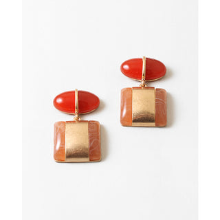 Salmon Square Drop Earrings