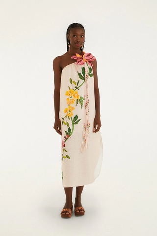Garden Terrace Pink One Shoulder Maxi Dress